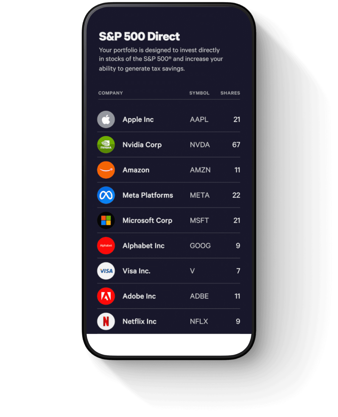 S&P 500 Direct mobile app